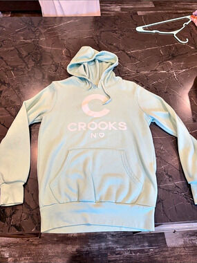 Crooks & Castles Logo Hoodie in Blue & Pink Like New